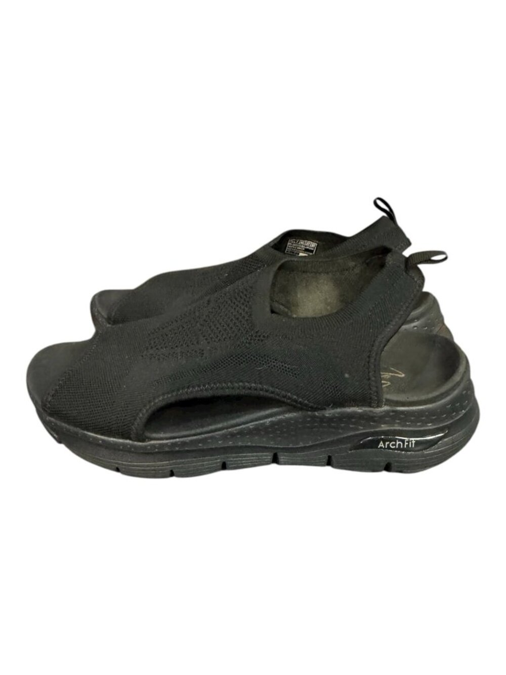 Skechers Arch Fit Women's Sandals Size 10 Black Slip-On Sling Back Mesh Open Toe